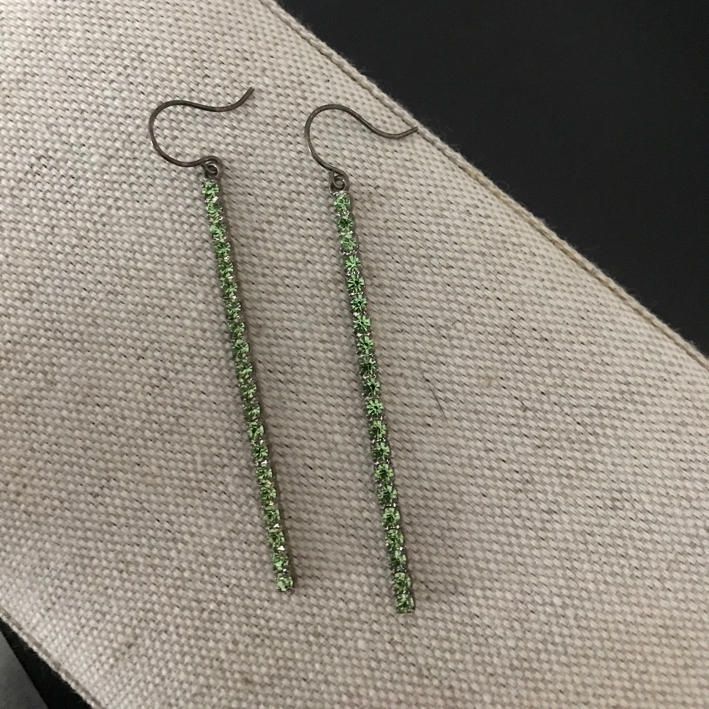 Green Bebe rhinestone bar earrings