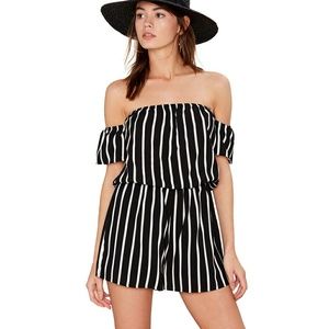 Black and white striped romper