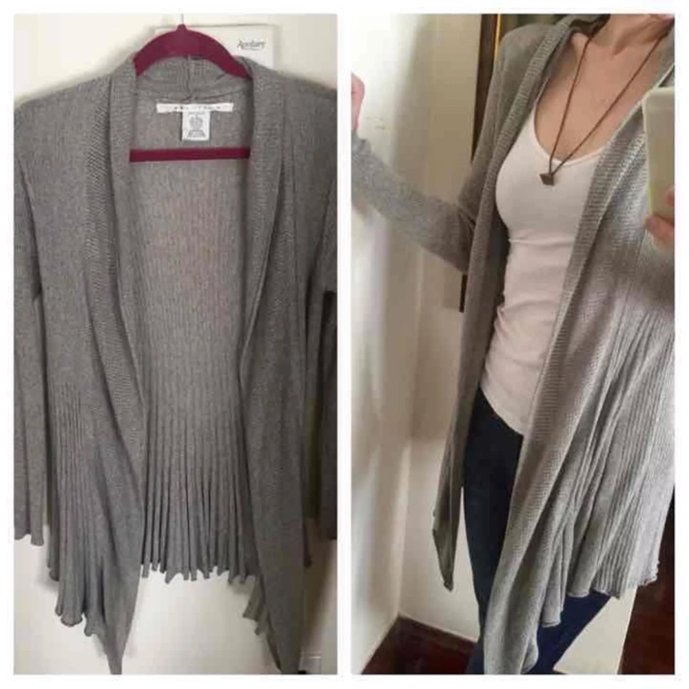 Max studio sweater drapery shark cardigan grey