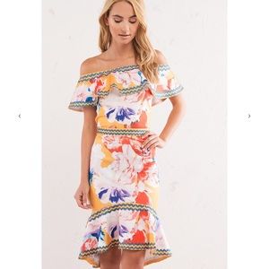 Tropical print skirt/top set