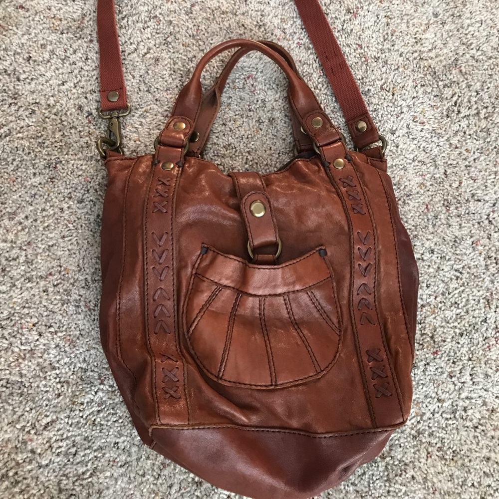 Large Brown Leather Lucky Brand Bag