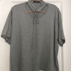 Laced up choker tee shirt top