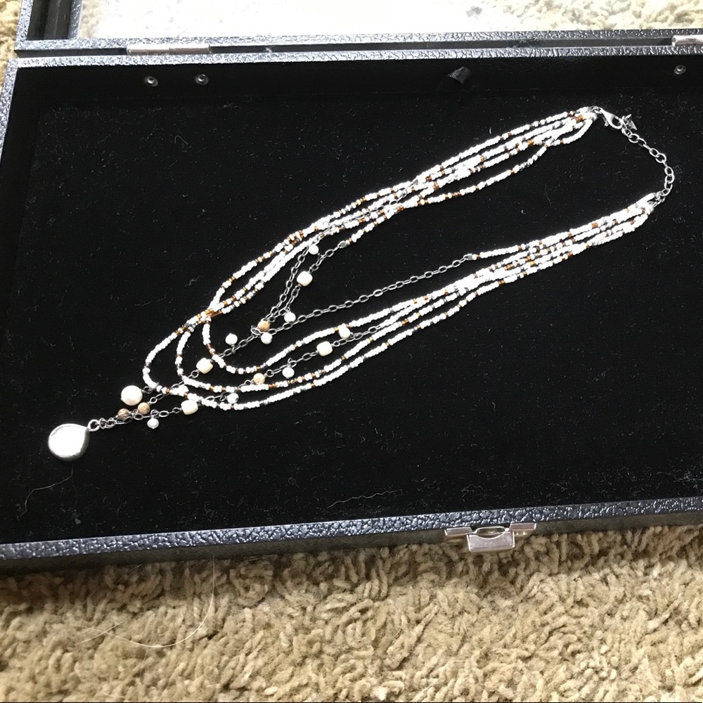 Silpada brown cream bamboo fresh water necklace