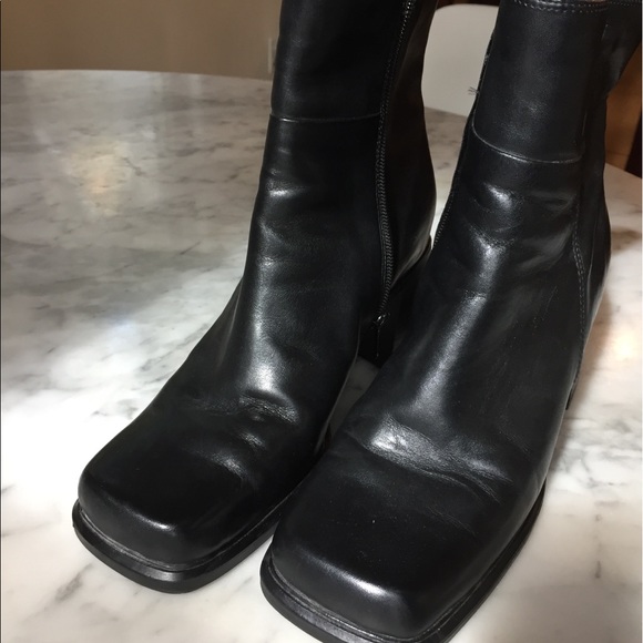 Black 90s chunky leather boots - Picture 4 of 7