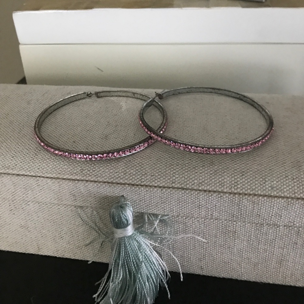 Pink bebe rhinestone hoop earrings