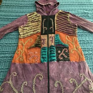 Patterned Zip-up long jacket