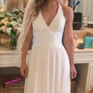 Galina Ivory Lace Halter Wedding Dress