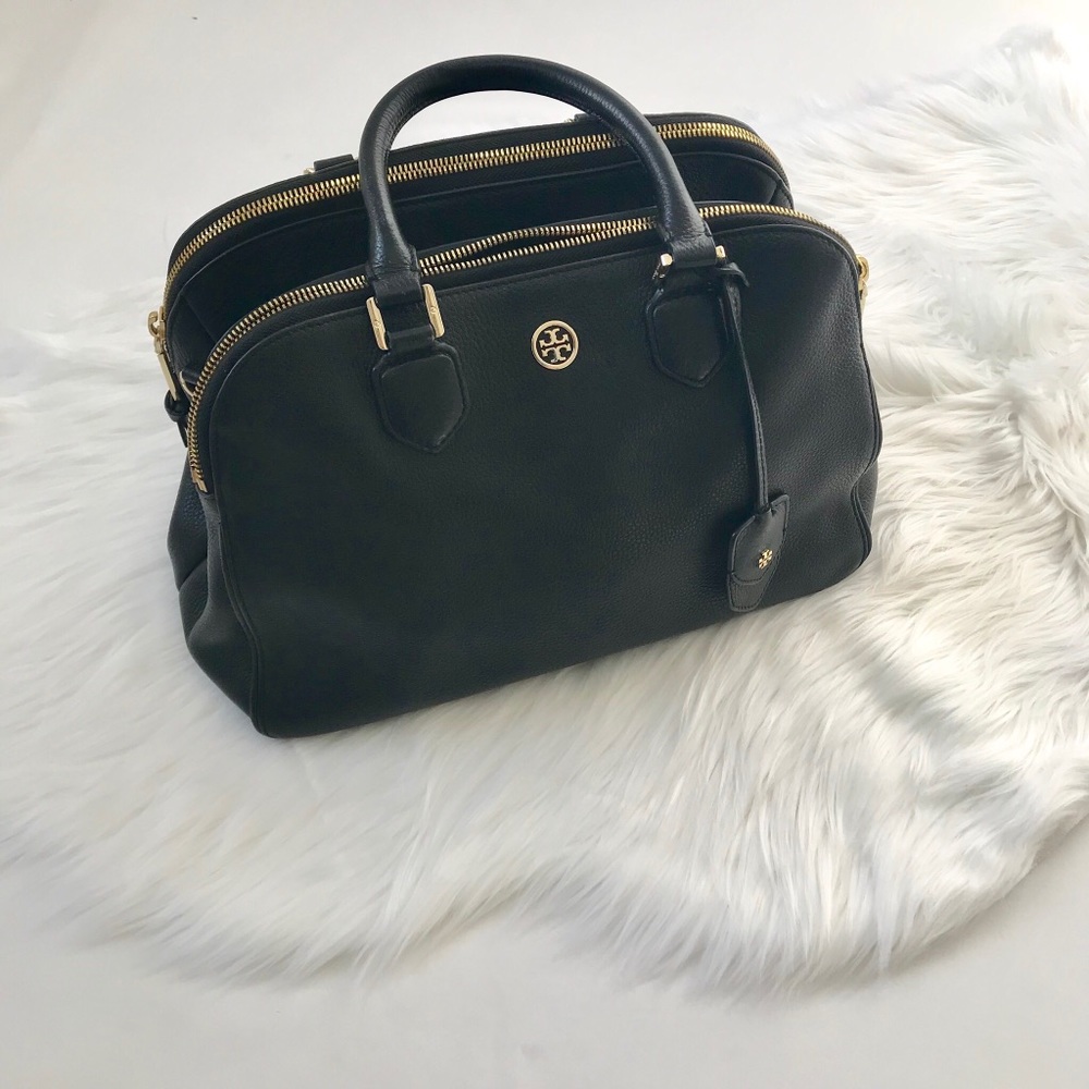 Tory Burch Robinson triple zip pebbled satchel