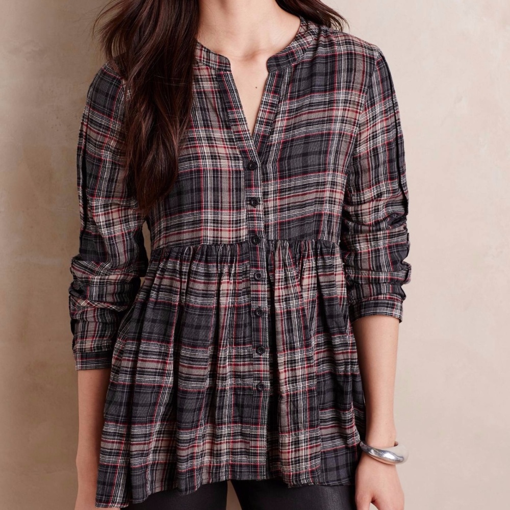 Like-New Anthropologie Tyhlo Plaid Top