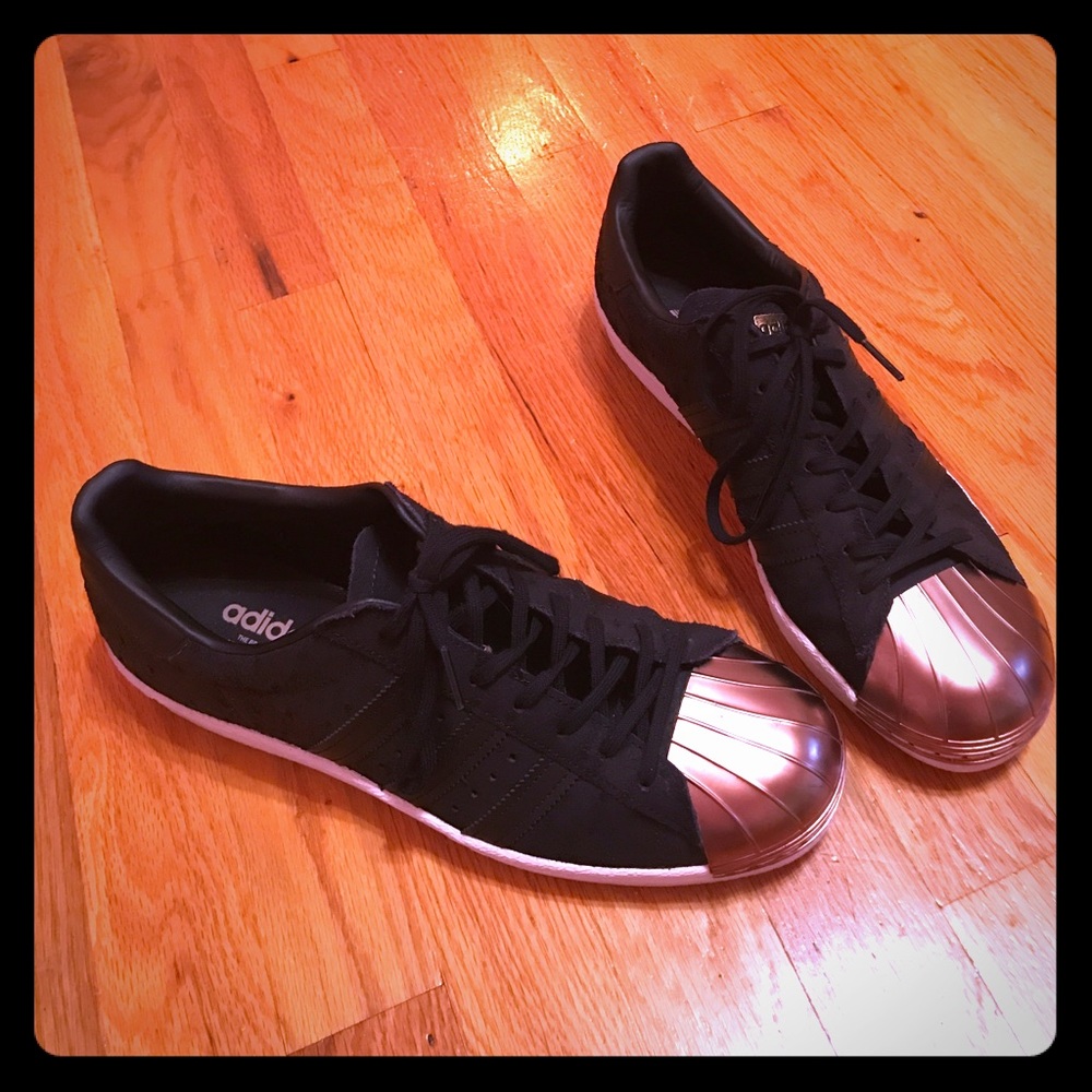 Adidas Black Superstar with Metal Bronze Toe