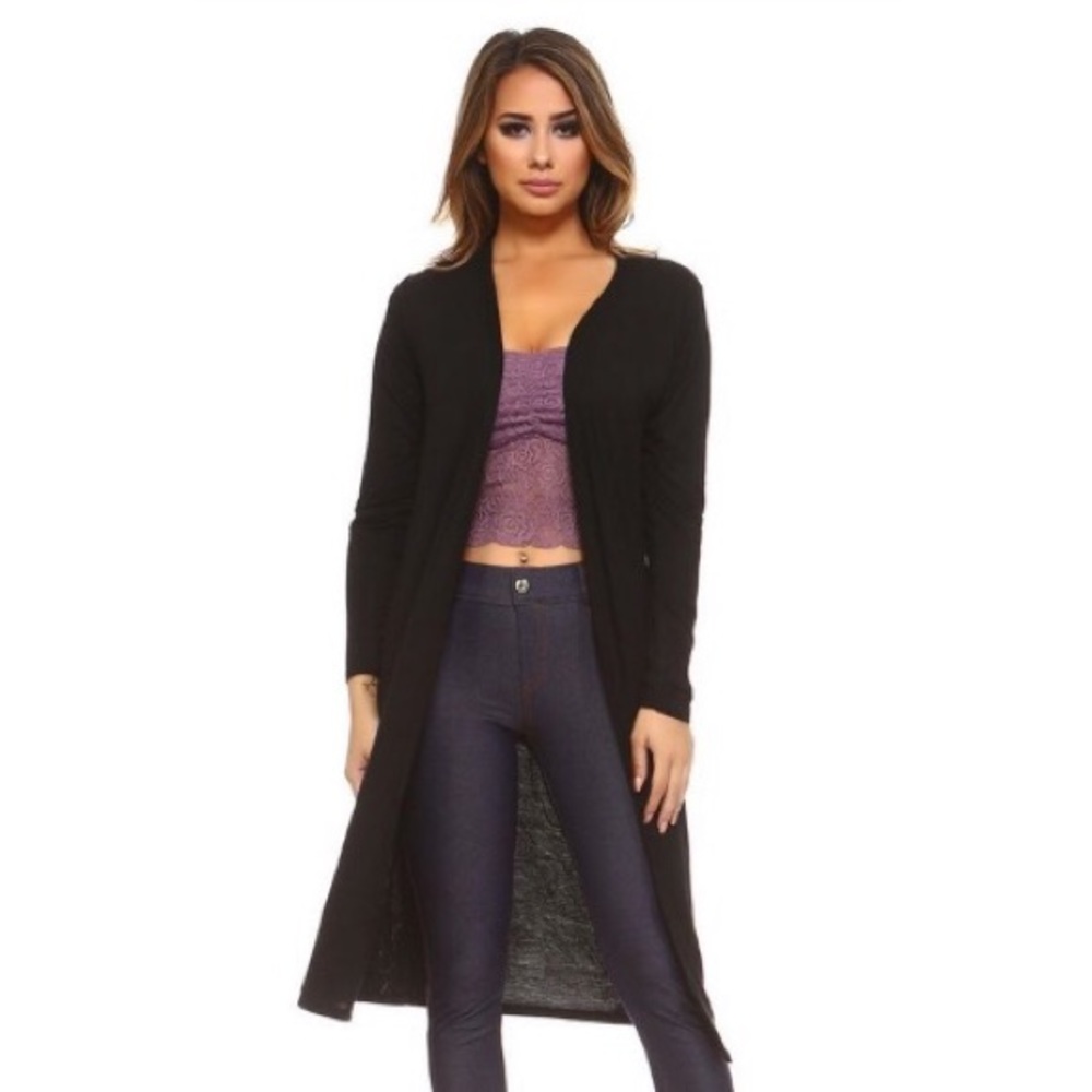 🎉CLEARANCE🎉Long Sleeve Jersey Knit Long Cardigan - Picture 3 of 4