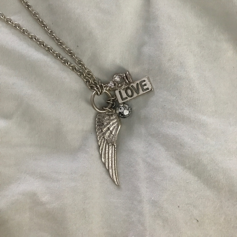Feather, crown, love necklace