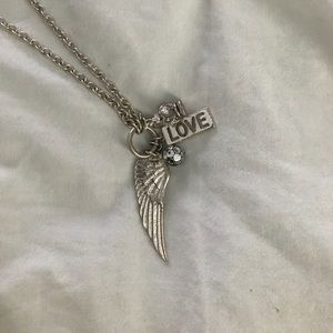 Feather, crown, love necklace