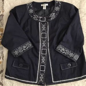 Marisa Christina linen jacket blue embroider 2X