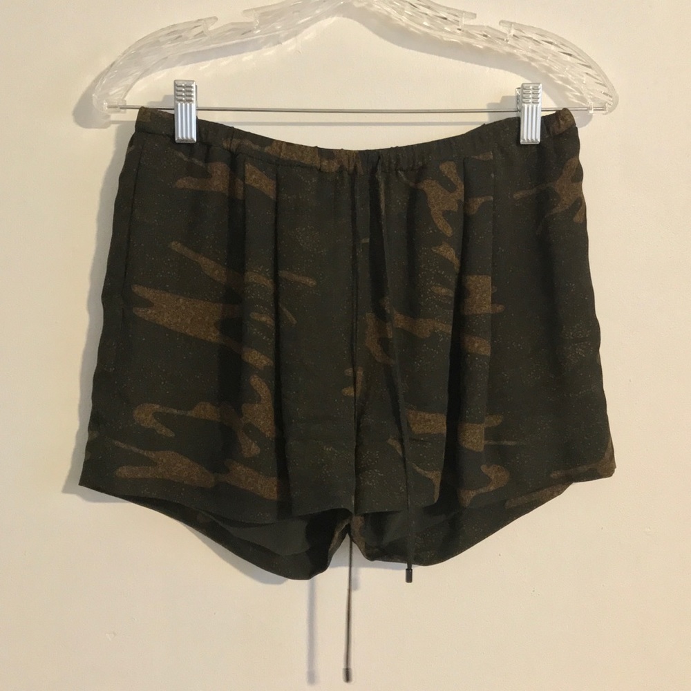 Haute Hippie Silk Camo Print Shorts