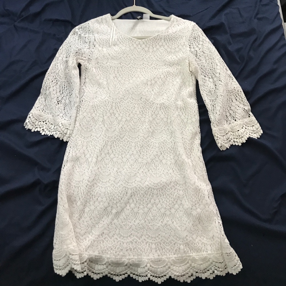 White shift dress