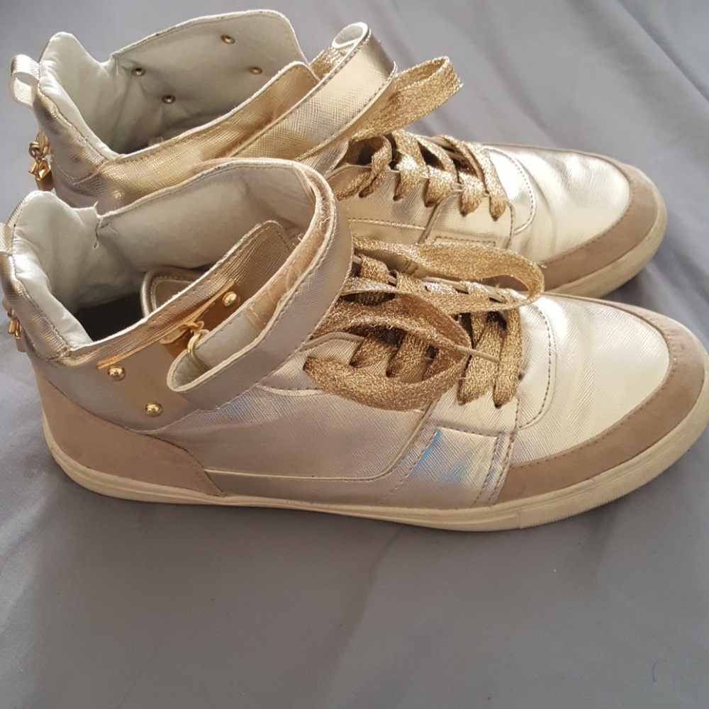 Size 11 Gold High Top Shoes