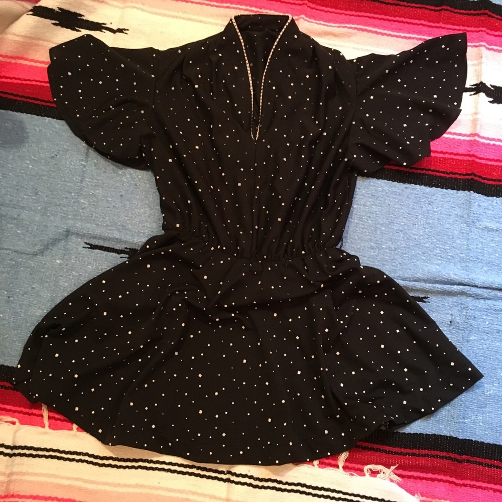 Hand-Made Vintage Black Shapes Mini Dress