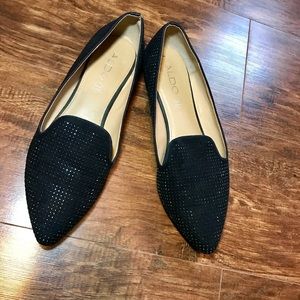 Loafers/flats black studded with sparkles