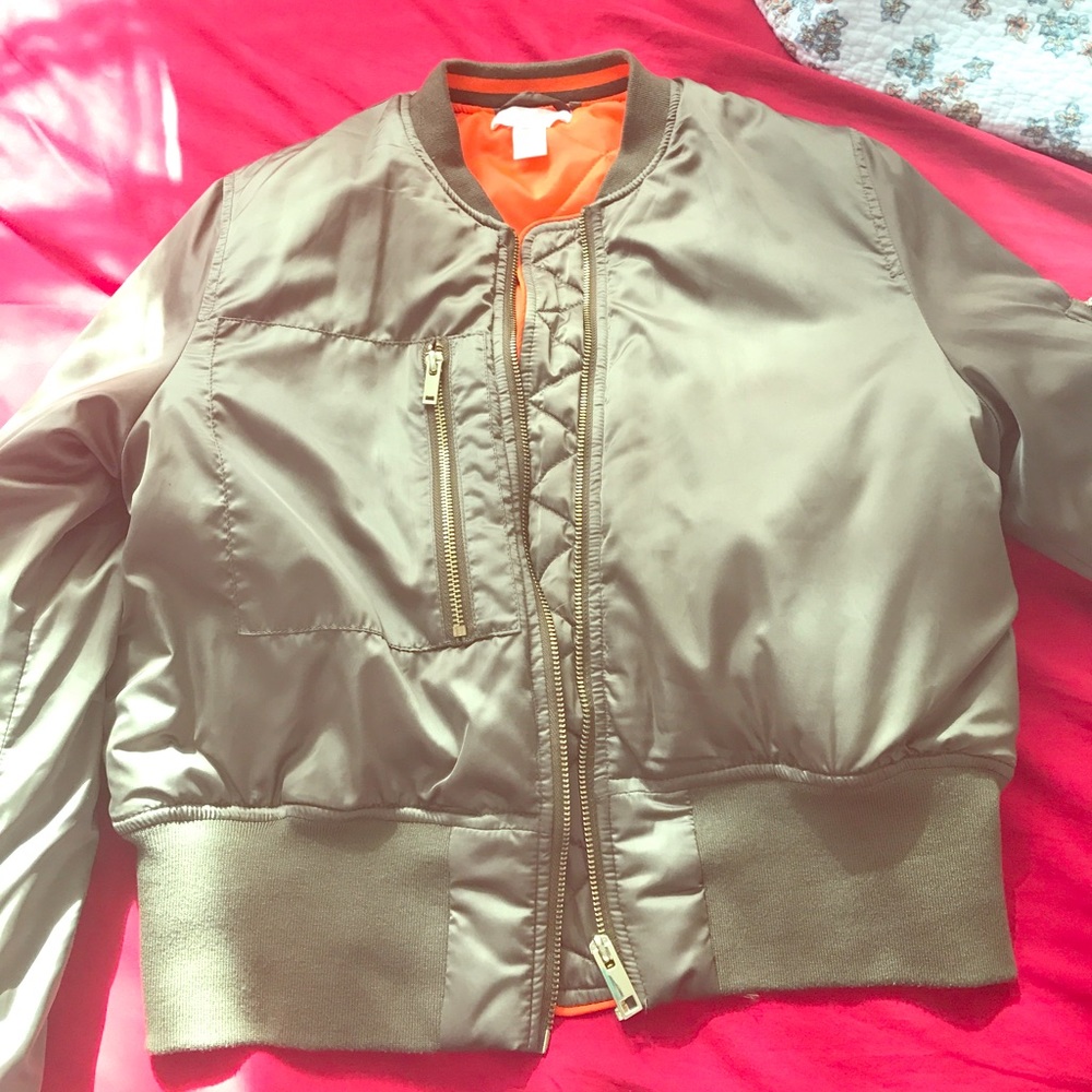 H&M Green Cropped Bomber