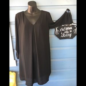 Lush flowey little blacks dress L 12 Nwt