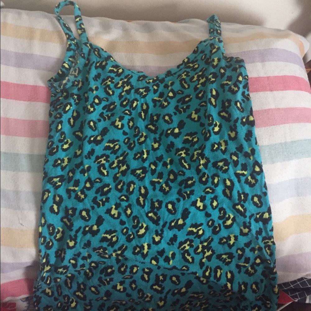 Blue cheetah print tank top