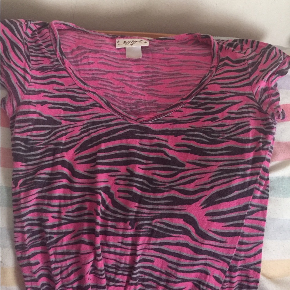 Pink zebra print short sleeve shirt