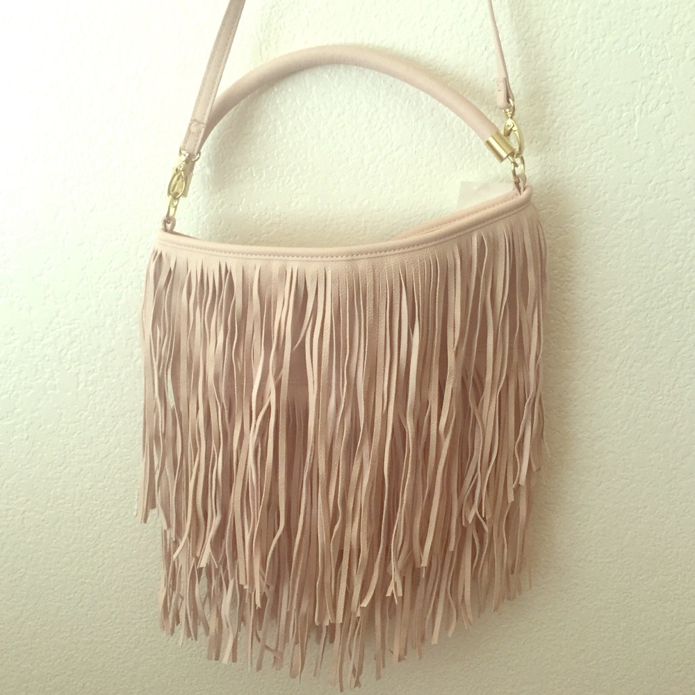 Soft Pink Fringe Handbag