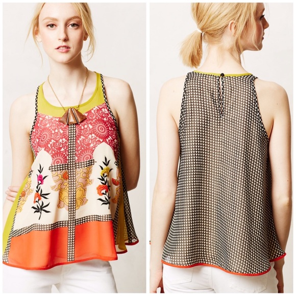 SOLD / Anthropologie Jardin Swing Tank Vineet Bahl - Picture 2 of 4