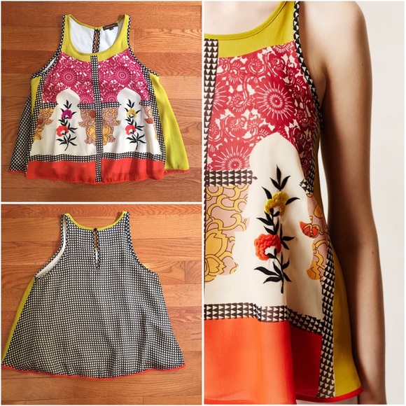 SOLD / Anthropologie Jardin Swing Tank Vineet Bahl - Picture 3 of 4
