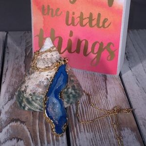 NWOT Fancy Agate Druzy Necklace – Blue WI12811