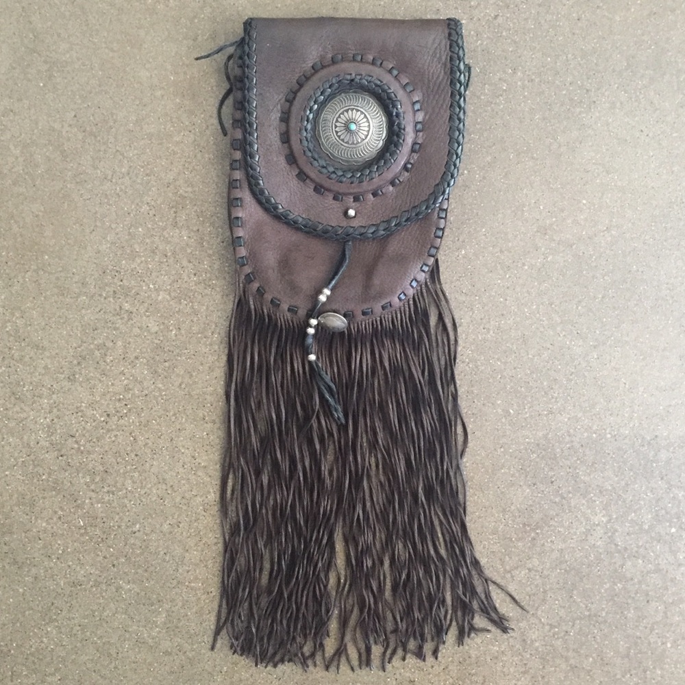 Native Style Leather Fringe Purse / Belt Strap