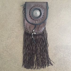 Native Style Leather Fringe Purse / Belt Strap
