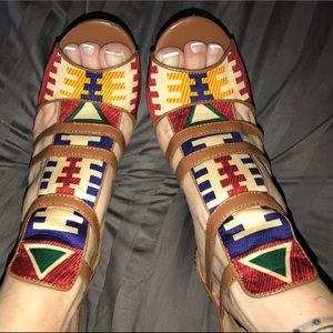 Bamboo ultra-stylish heel Tribal print sz 7.5