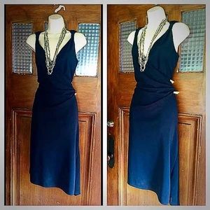 Express black asymmetrical deep V dress S-M formal