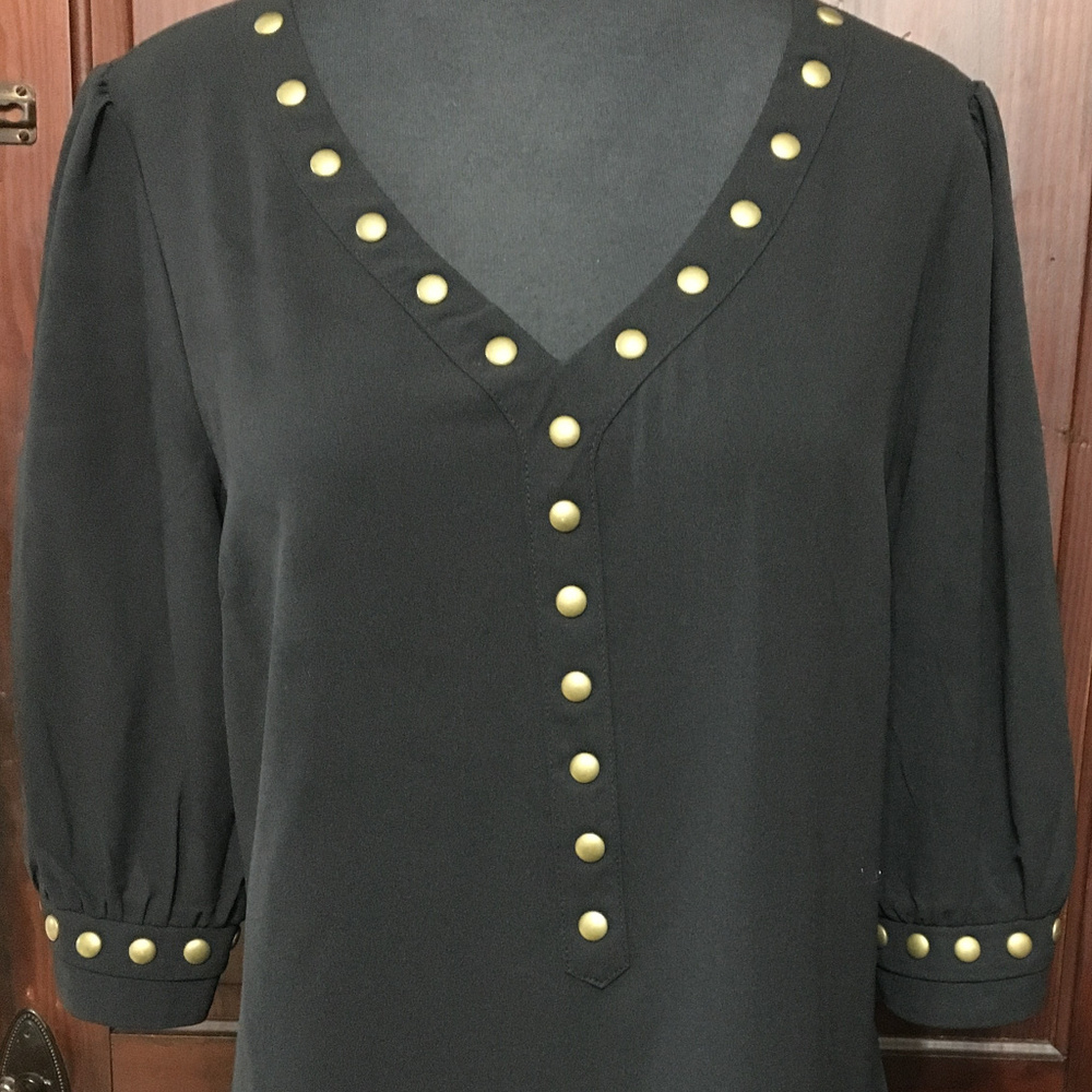 41 Hawthorn Sheer Black 3/4 Sleeve Tunic Top sz M