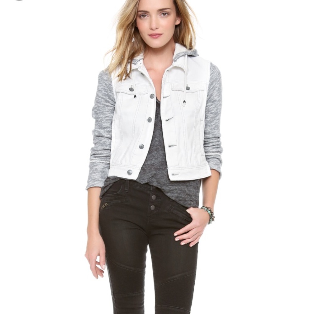 Free People Ivory Denim Knit Jacket Small