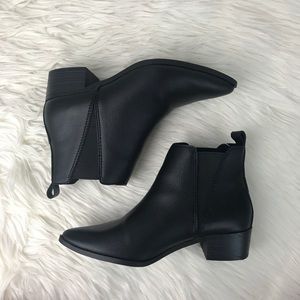 navy flat ankle boots