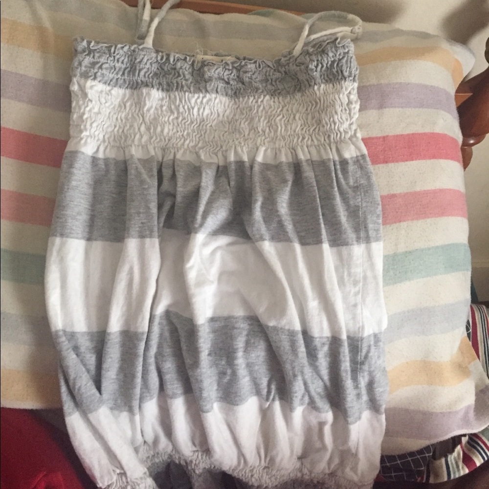 Grey & white striped tank top