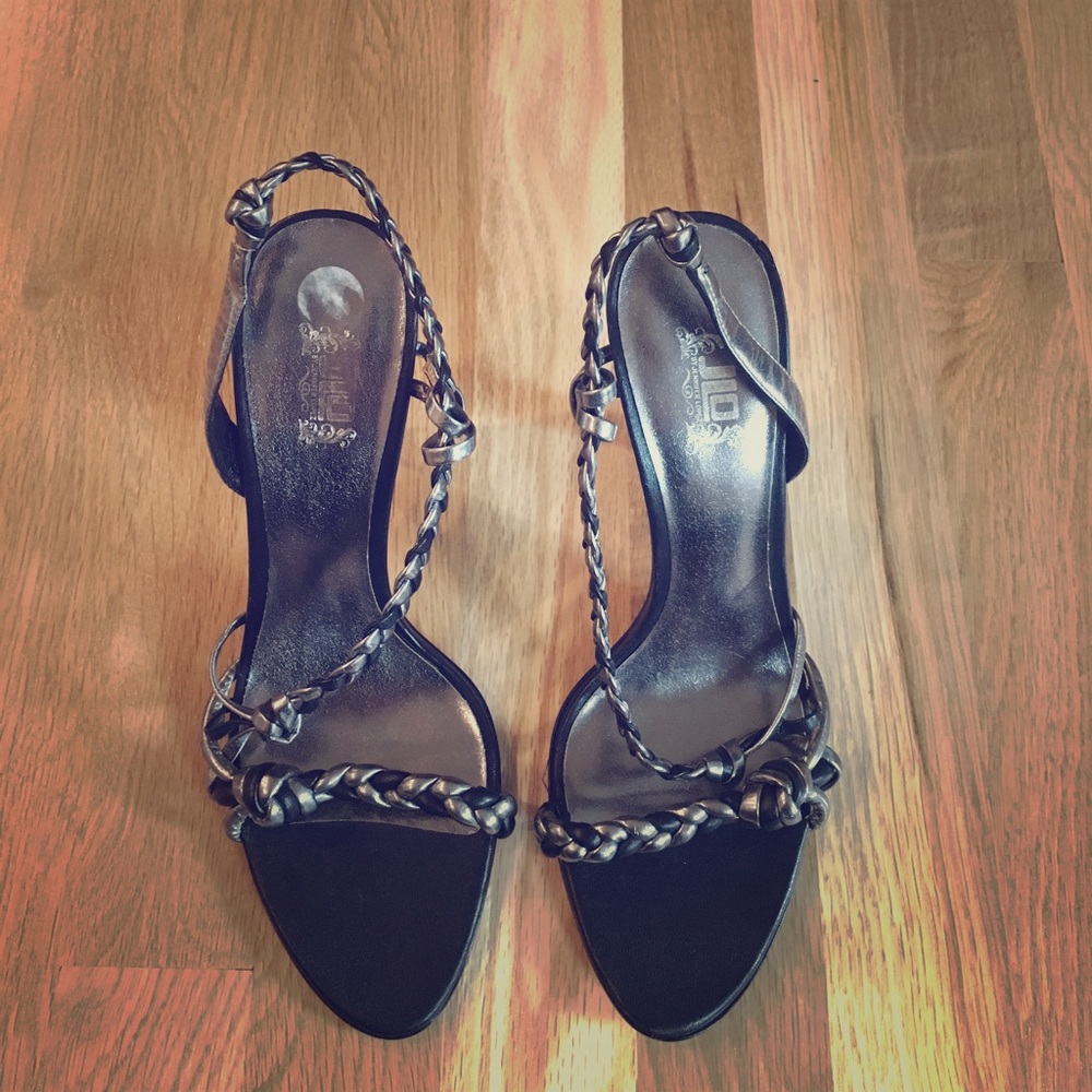 J-Lo silver and black sandals