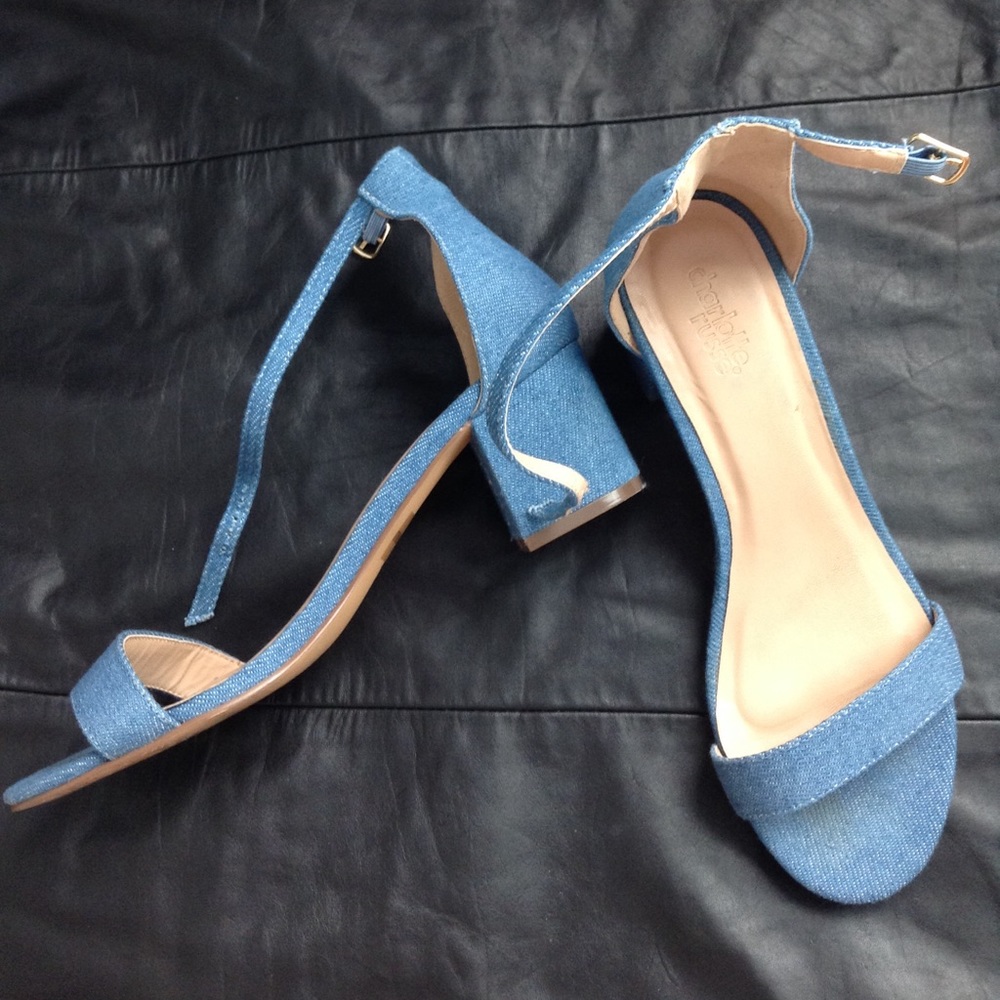 Denim sandal heels