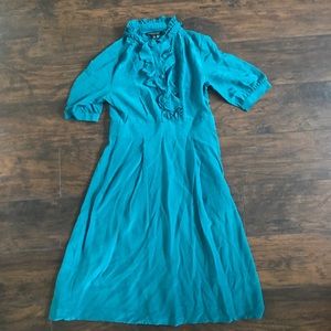 Banana Republic blue teal silk dress