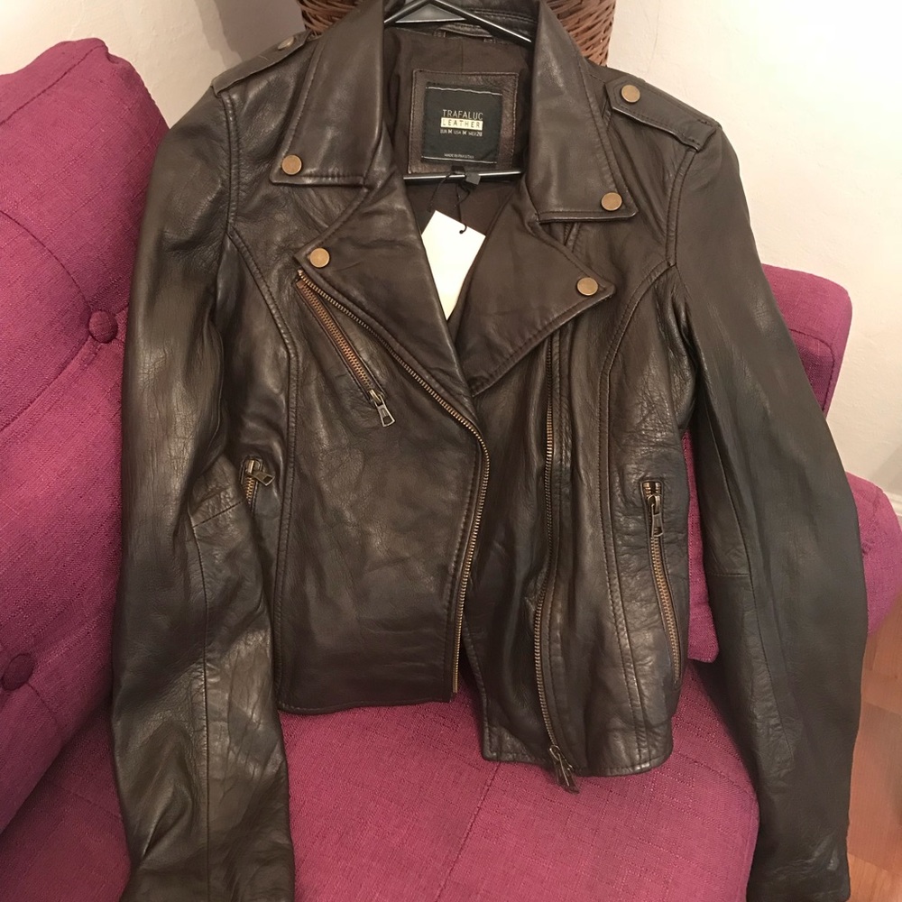 ZARA NWT BROWN LEATHER JACKET FW2017 TRAFALUC
