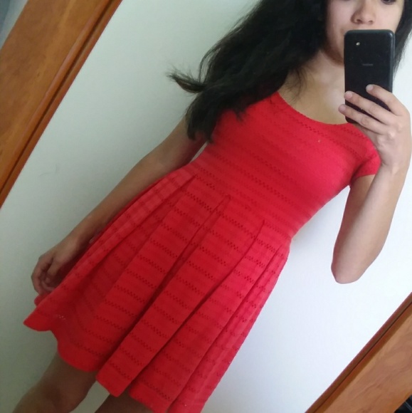 Cute red-orange midi Dress - Picture 3 of 5