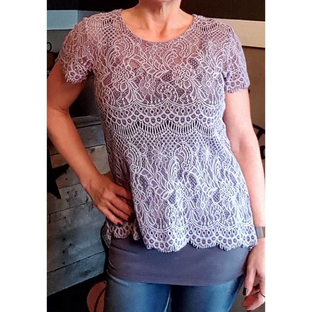 Maurices Lavender Crochet Macrame Top