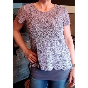 Maurices Lavender Crochet Macrame Top