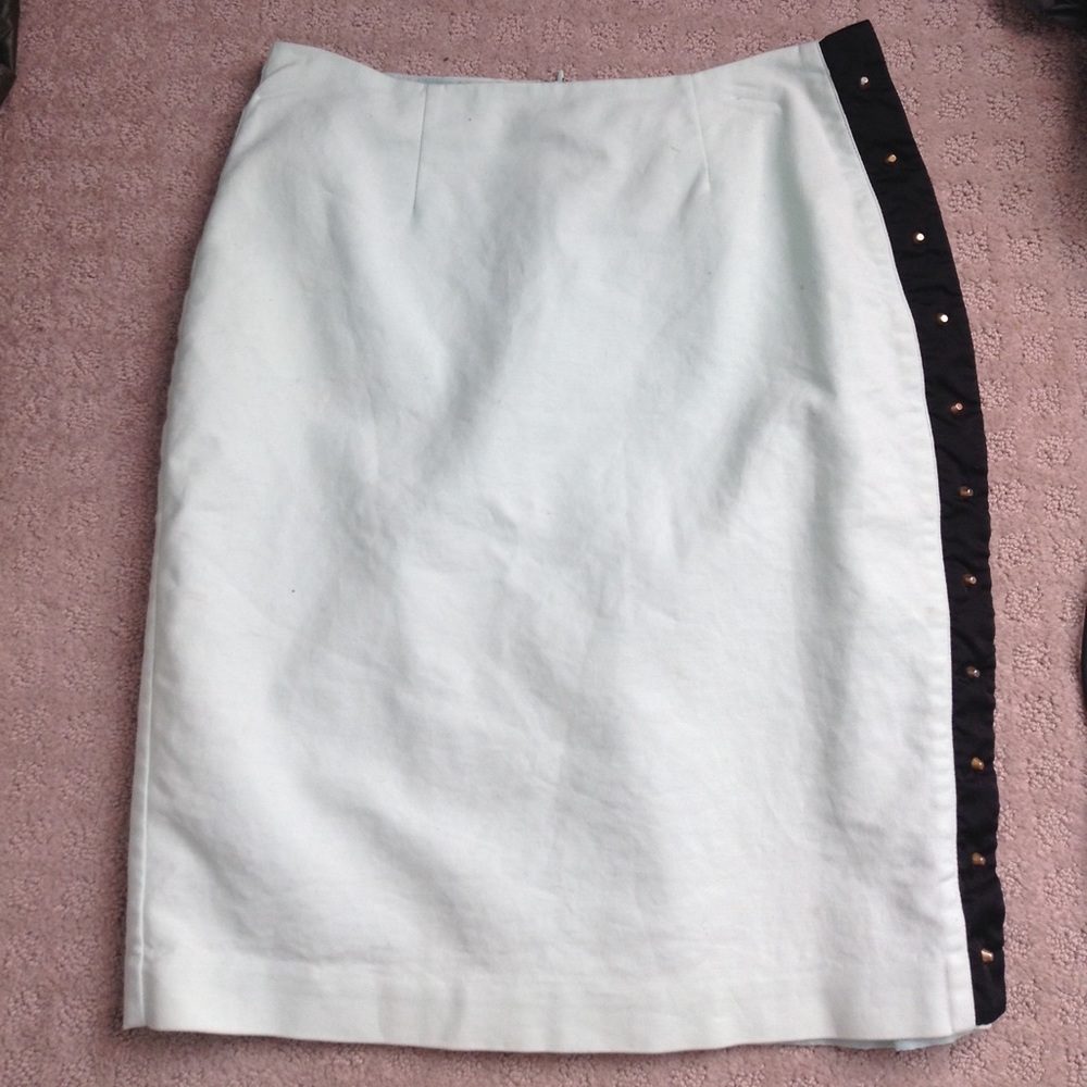 Mint pencil skirt with studded detail