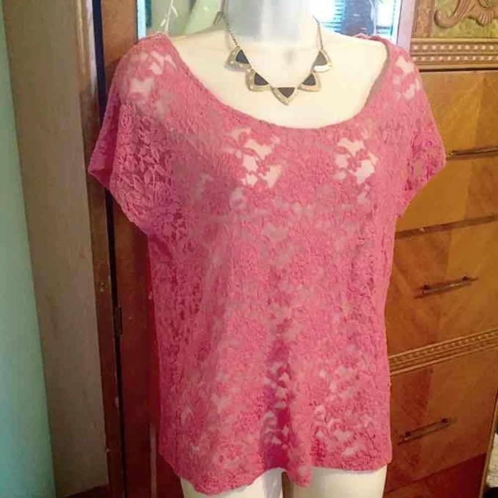 Target Mossimo lace dolman sleeve S coral top