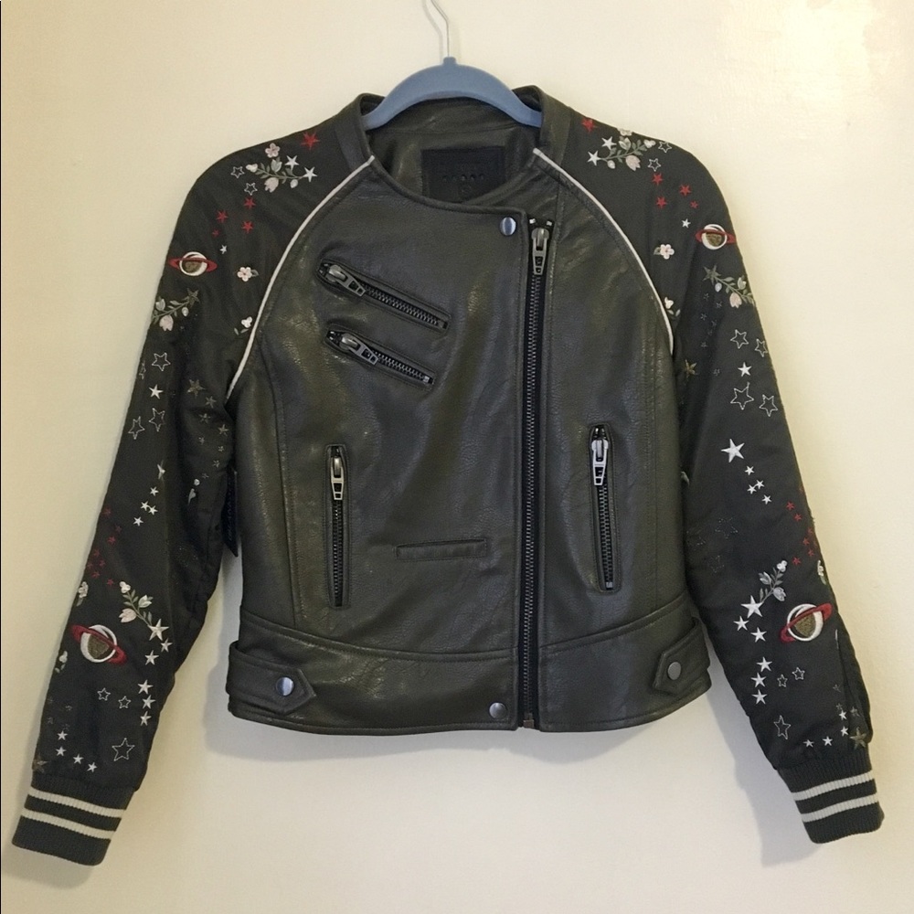 🍬Vegan-leather PU  Moto Bomber