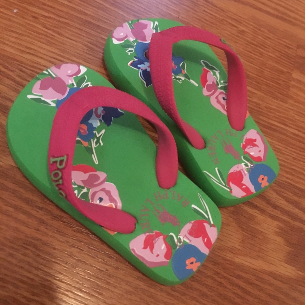 Little girls polo flip flops